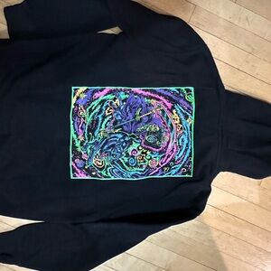 Psychedelic Black Sweatshirt with Vibrant Graphic Design
